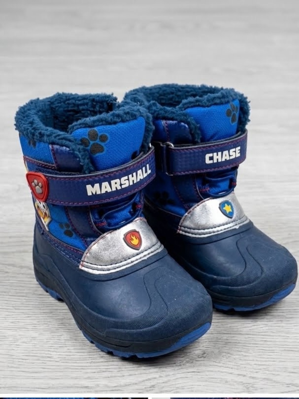PAW Patrol Marshall & Chase Winter Snow Boots Blue/Red Toddler Size 8